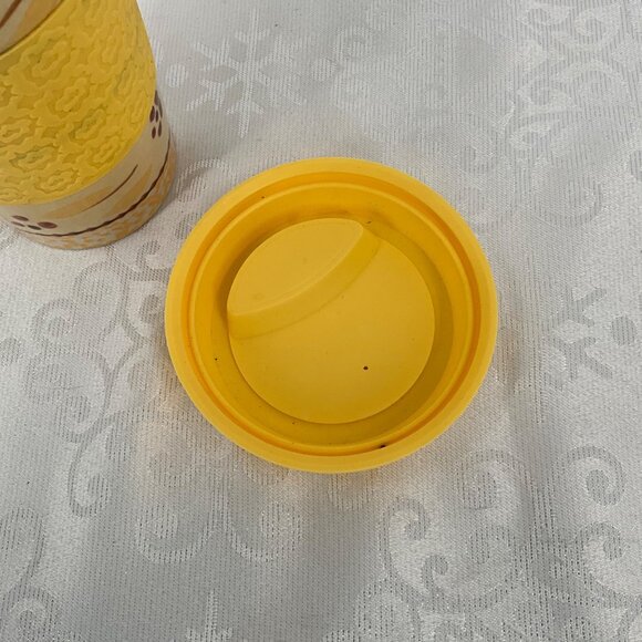 Temptations Old World 16oz Travel Mug Lid Yellow Floral Design - Picture 5 of 6